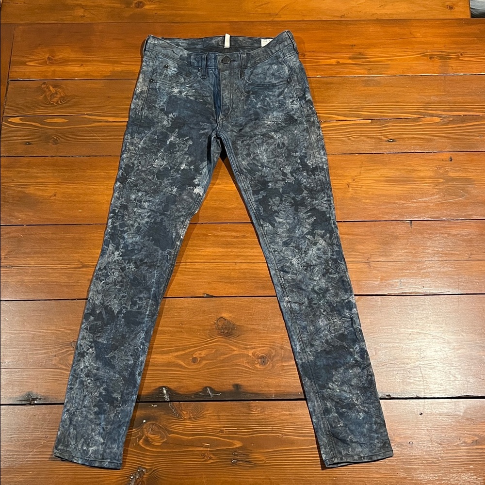 Rag & Bone - Skinny Jean Legging Blue White Painted Hand Made "Camo" - Size 27